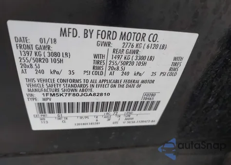 2018 Ford Explorer Limited z USA, uszkodzony, nr VIN 1FM5K7F80JGA82810